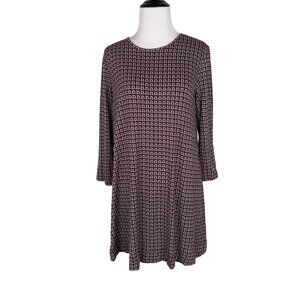 J. Jill Wearever Collection Burgundy Geometric Print Tunic Top Small Rayon Blend